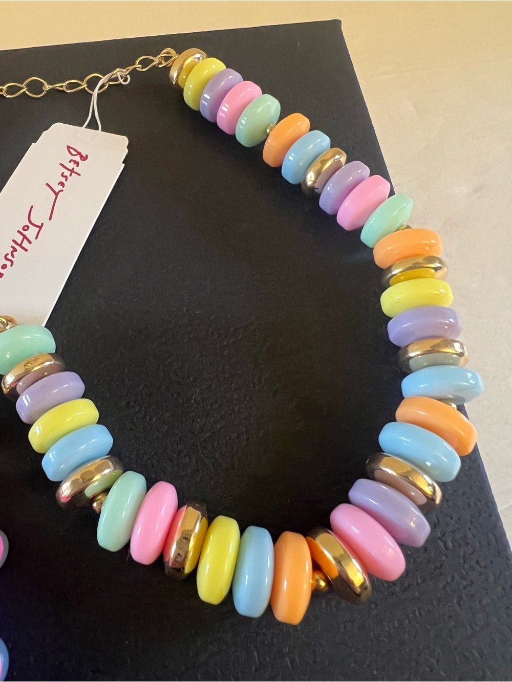 Betsey Johnson Pink Gummy Bear Charm Pastel Beaded Necklace - Picture 11 of 16